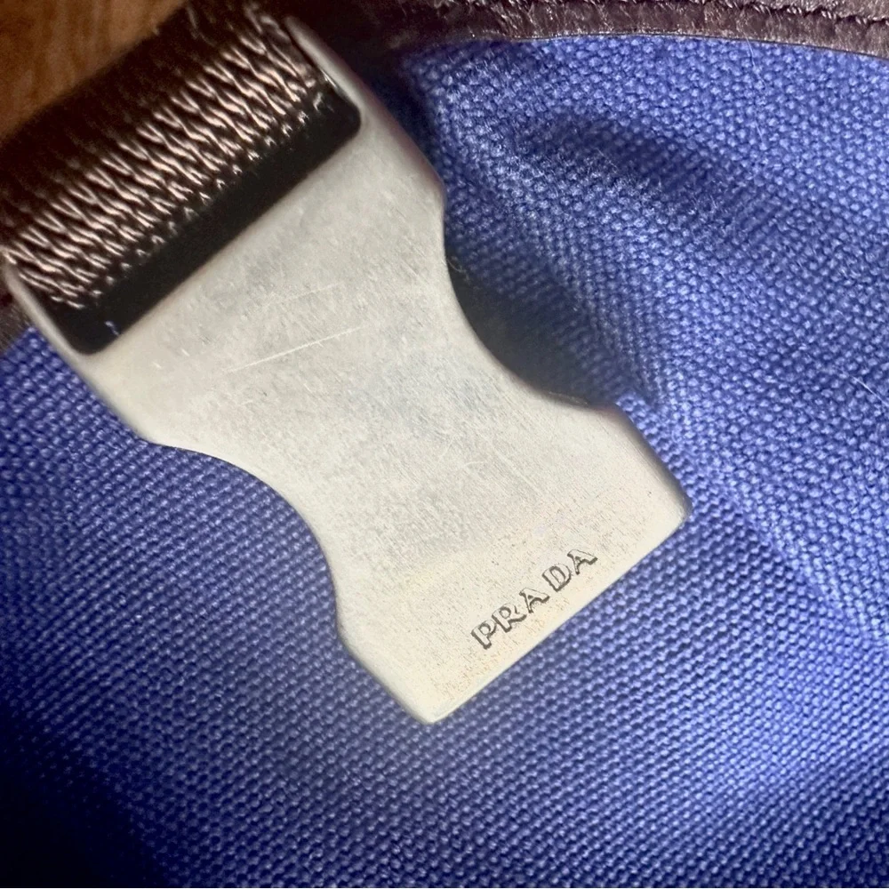 AUTHENTIC Prada Tessuto Nylon Bright Blue Double Buckle Backpack.